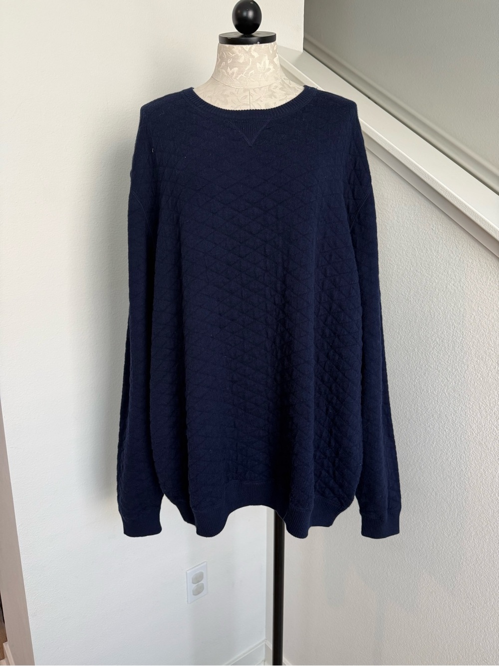 Holderness & Bourne Men's Blue Ward Sweater Heathered Navy Egyptian Cotton 2XL